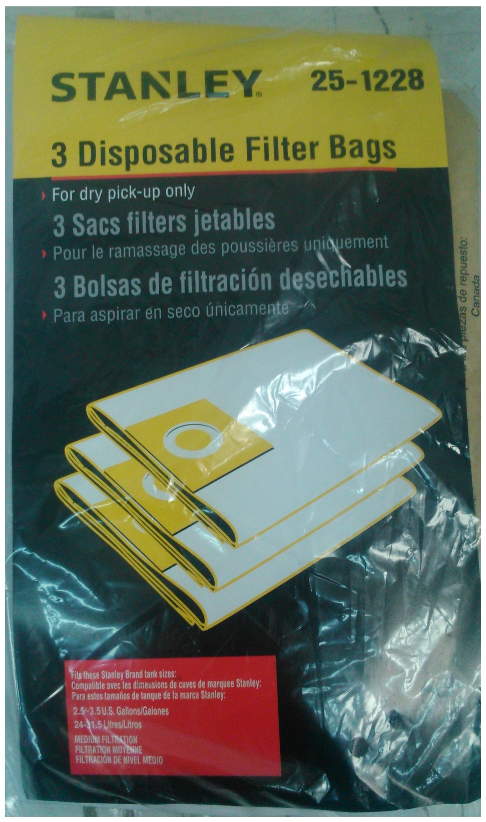 Aspiradora Stanley 251228 Bolsa De Filtro en Seco