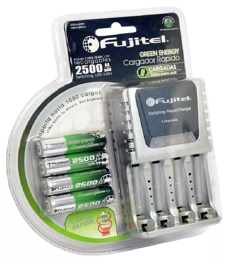 Cargador De Pilas Recargables Aa, Aaa + 4 Pilas 2500mah